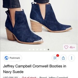 Jeffrey Cambell Cromwell Booties in Navy Suede